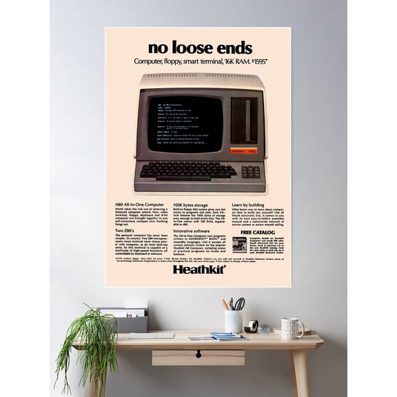 Computer Terminal Advert Poster Wall Art, Modern Wall Decor For Living Room Bedroom, 16x24 UNFRAMED