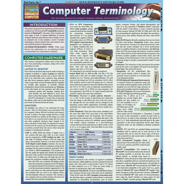 Computer Terminology : QuickStudy Laminated Reference Guide (Other ...