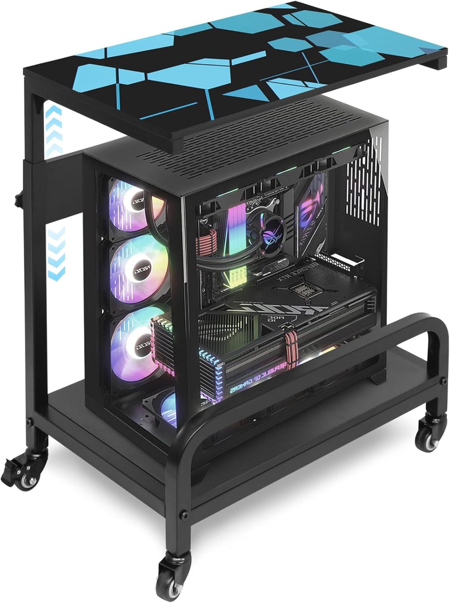 Creative Computer Tower Stand Computer Tower Stand Adjustable, Large for Full Tower with Guard Rail ...