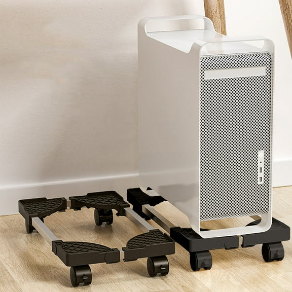 Computer Tower Stand, Adjustable Mobile CPU Stand Fits Most PC Tower, Desktop CPU Holder with 4 Rolling Caster Wheels, PC Floor Cart Riser Gaming Desk Accessories with Brake 40kg Capacity