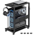thumbnail image 1 of EKNITEY Computer Tower Stand Adjustable PC Tower Stand CPU Holder Cart with Charging Station ,23.03"-28.3" H, 1 of 14