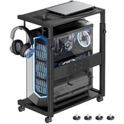 EKNITEY Computer Tower Stand Adjustable PC Tower Stand CPU Holder Cart with Charging Station ,23.03"-28.3" H