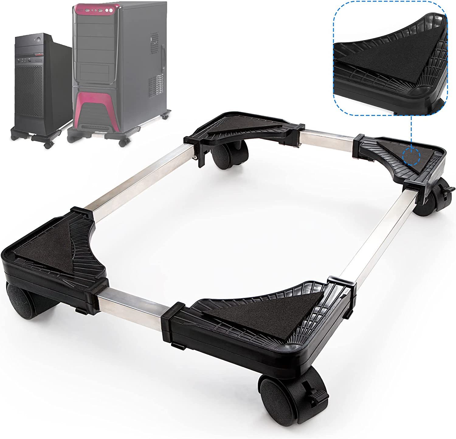 Computer Tower Stand CPU Holder Stand with 4 Mute Caster Wheels,CPU ...