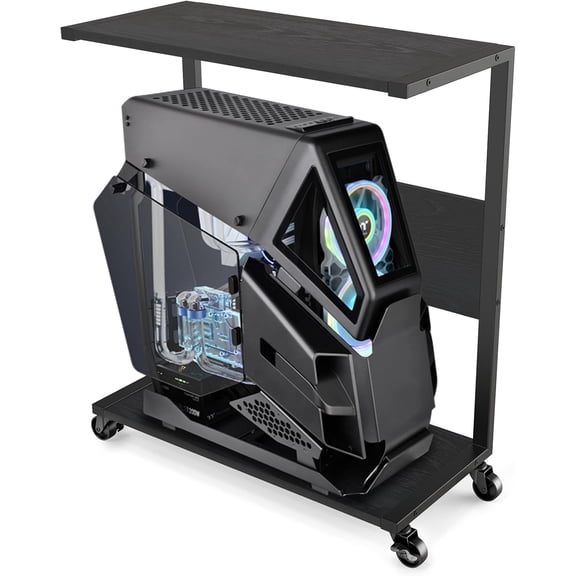 Computer Tower Stand, Gaming Computer -Case Storage, Mobile  Holder Cart Laptop Standing Table with Rolling Wheels for Home, Office