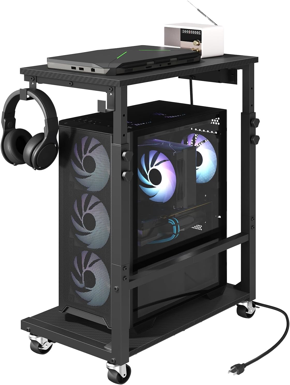 Computer Tower Stand with Power Outlet, Mobile PC Stand for Floor ...