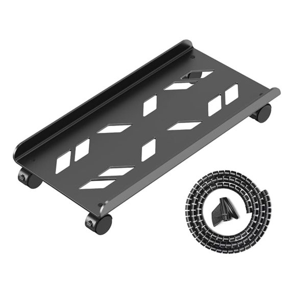Computer Tower Stand, Ventilated PC Holder with Wheels - Fits Most Desktop CPU, Steel Mobile Cart Riser for Gaming & Office