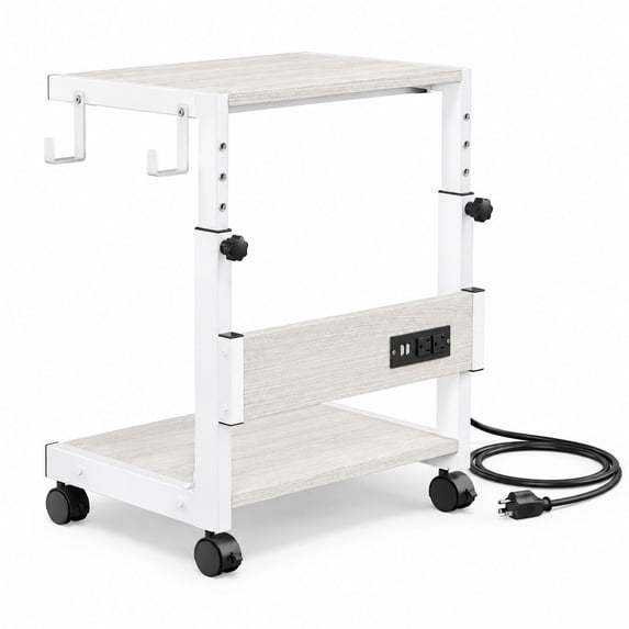 Computer Tower Stand with Charging Station, Height Adjustable 2-Tier PC ...