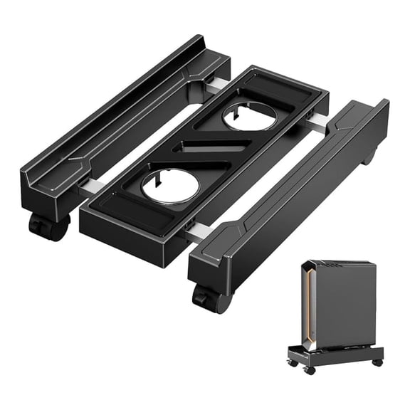 Computer Tower Stand with Wheels, Adjustable PC Holder - Mobile CPU Stand for Desktop, Gamer PC Riser Cart, Under Desk Floor Stand - Standard Model