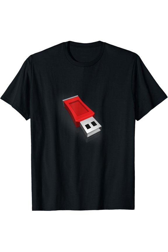 Computer USB Drive T-Shirt men and women can wear, black, white, gifts