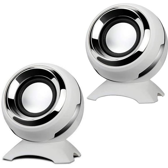 Computer USB-Power Speakers， Mini Desktop Speakers with HiFi Sound,Superior Stereo Sound,Double Horn, Perfect for Computer,Laptop,White,F76644