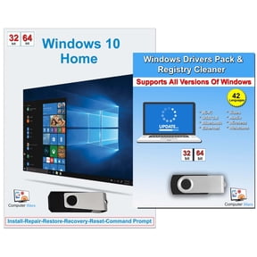 Computer Werx Windows 10 Home 32/64 Bit USB with Key Install Repair Recover Restore USB & Drivers Pack, 2 Pack