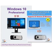 Computer Werx Windows 10 Professional 32/64 Bit Install Repair Restore Recovery USB with Key & Drivers Pack