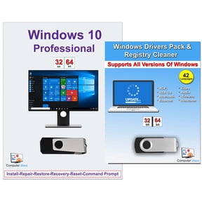 Computer Werx Windows 10 Professional 32/64 Bit Install Repair Restore Recovery USB with Key & Drivers Pack