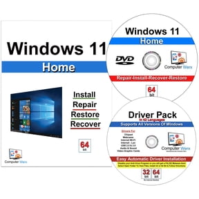 Windows 11 Home 64 Bit Repair Restore Recover Upgrade Install with a Key & Drivers Pack, 2 Pack