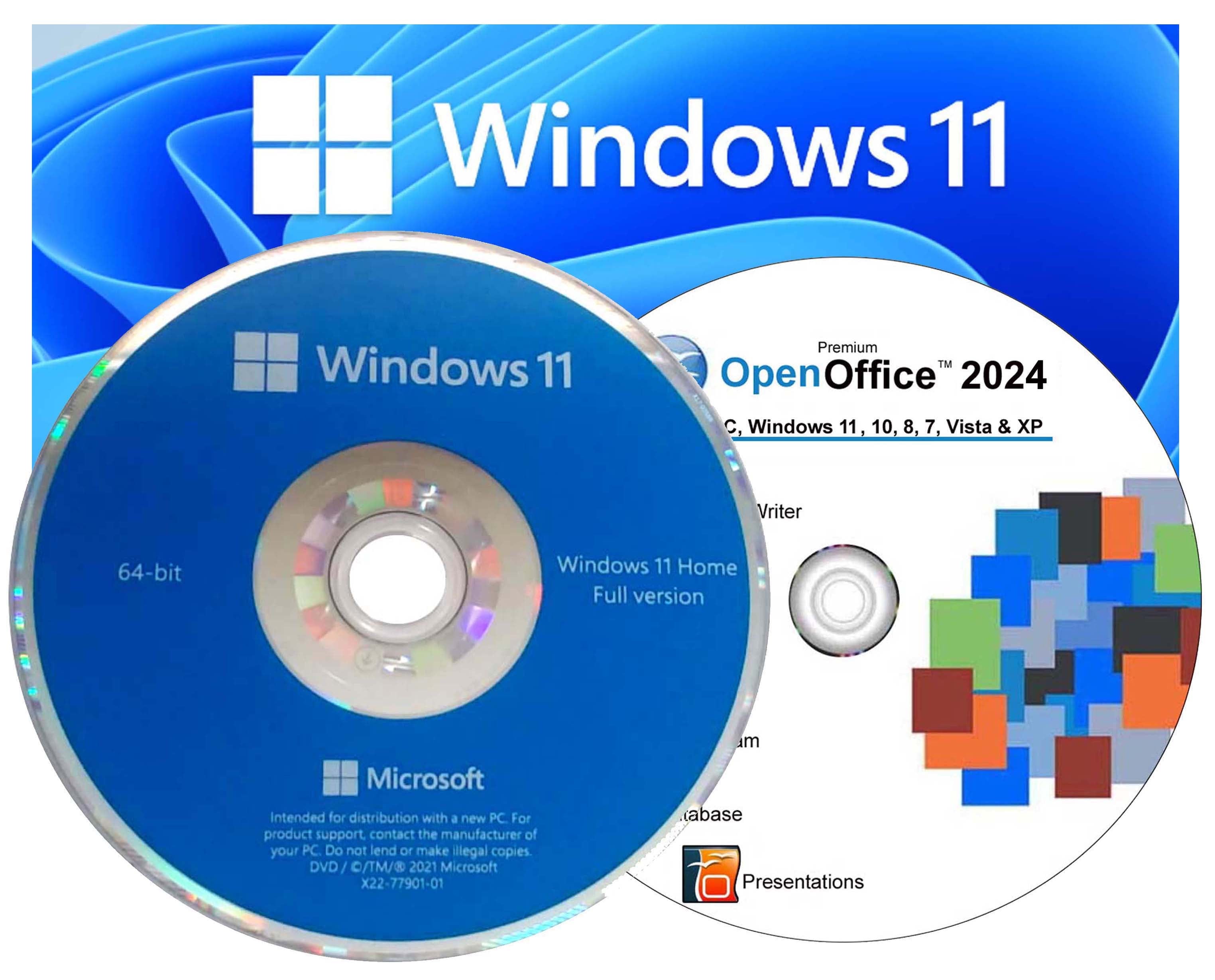 Computer Werx Windows 11 Home DVD & Open Office 2024, 2 PK