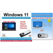 Computer Werx Windows 11 Home, Professional, Education & Workstation Repair, Restore, Recovery & Reinstall USB Flash Drive with Drivers Pack