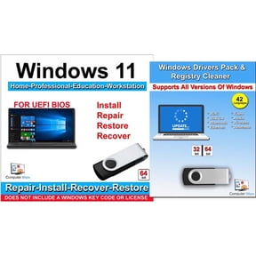 Computer Werx Windows 11 Home, Professional, Education & Workstation Repair, Restore, Recovery & Reinstall USB Flash Drive with Drivers Pack