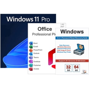 Computer Werx: Windows 11 Pro Office 2021 Pro Plus 5-in-1 Recovery/Reset Password Suite (PC Disc)