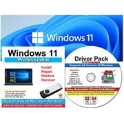 Computer Werx Windows 11 Professional 64 Bit Repair, Recover, Restore & Reinstall USB For UEFI Bios & Drivers Pack, 2PK