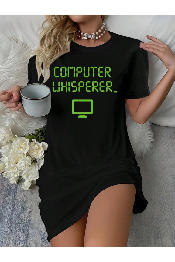 Computer Whisperer Shirt Tech Support Nerds Geeks Funny IT T-Shirt Dress Casual Summer Dress Everyday Outfit