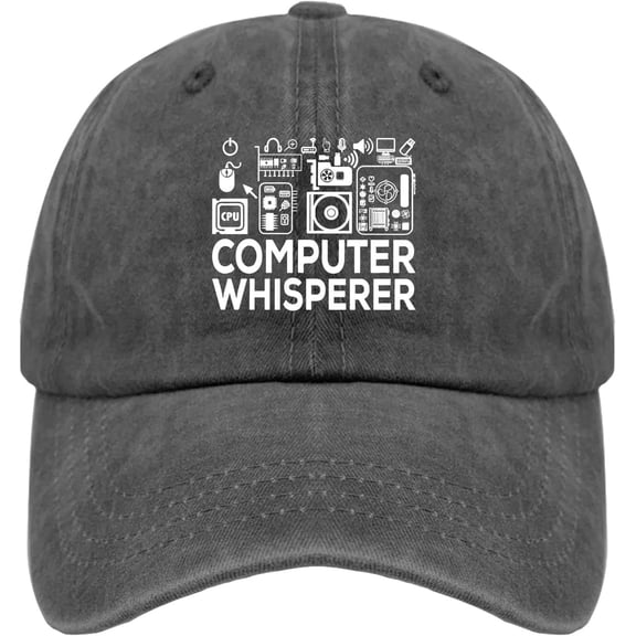 Computer Whisperer, Tech Support IT Computer Engineer Hat Vintage Cotton Washed Baseball Caps