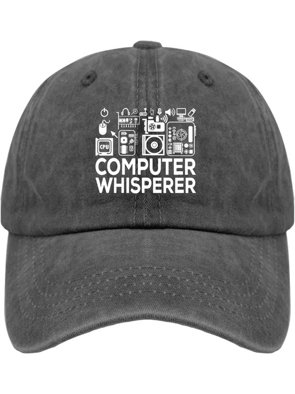 Computer Whisperer, Tech Support IT Computer Engineer Hat Vintage Cotton Washed Baseball Caps
