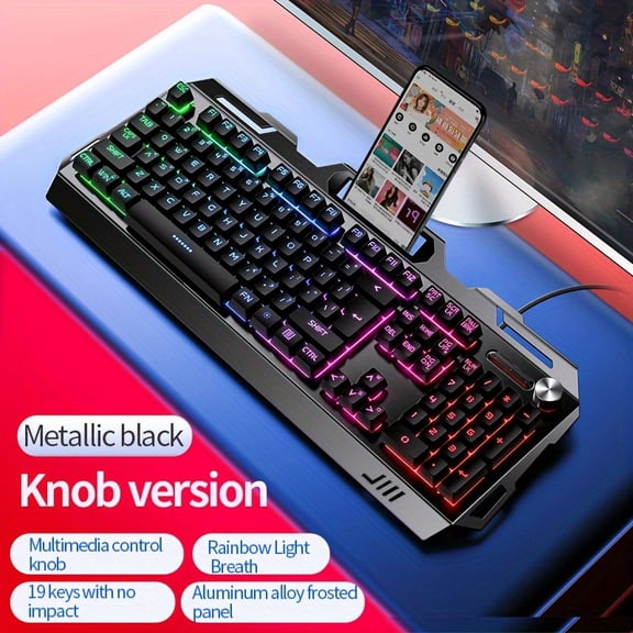 Computer Wired Keyboard, Universal USB Plug-in Illuminated Keyboard for Gaming, Typing, and Office Use, Suitable for Windows