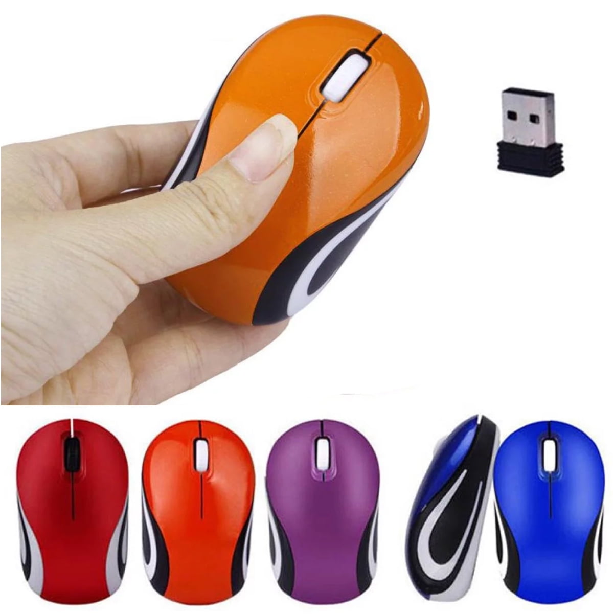 Portable Computer Mouse Computer Wireless Mouse 2.4G USB Cordless Mouse with 3 Adjustable DPI ...