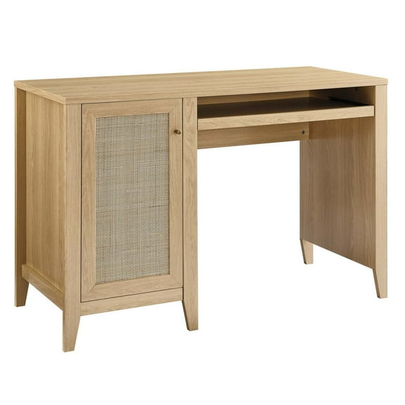 Computer Work Desk, Brown Oak, Wood, Home Office Business, Modern Contemporary HB34437