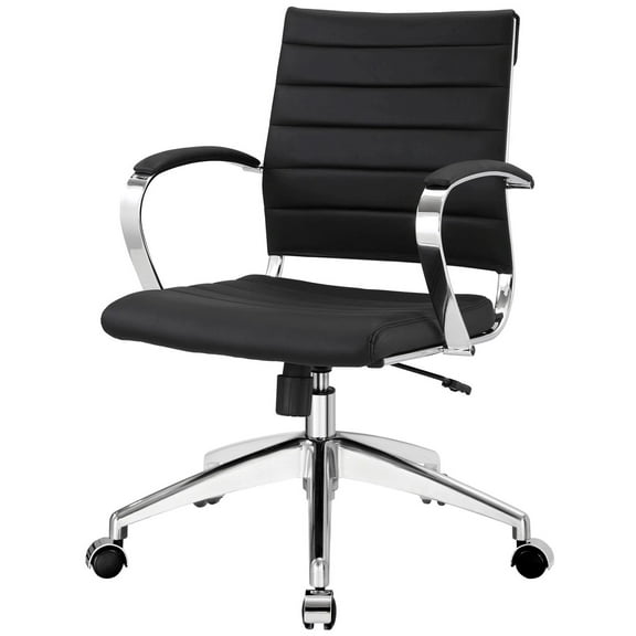 Computer Work Desk Chair, Black, Faux Vinyl Leather, Home Office Business, Modern Contemporary HB33130