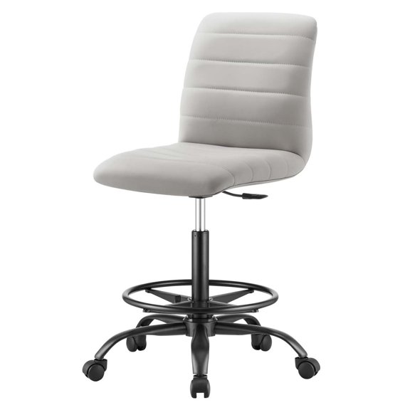 Computer Work Desk Chair, Black Grey Gray, Vegan Leather, Home Office Business, Modern Contemporary HB33568
