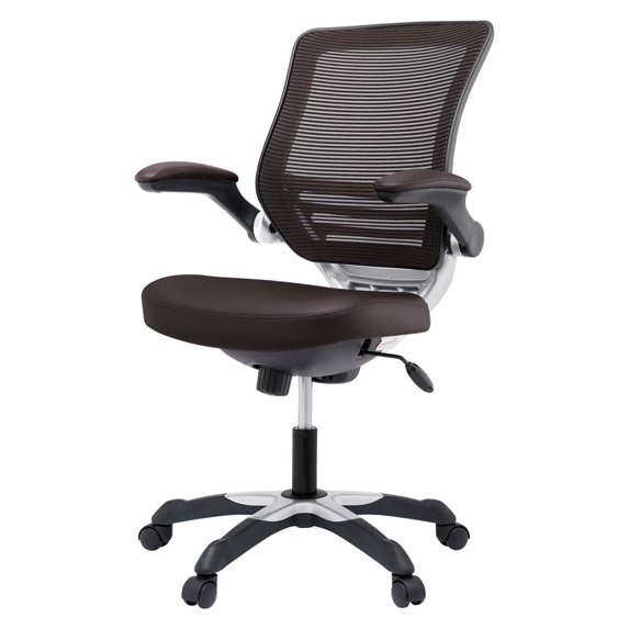 Computer Work Desk Chair, Brown, Faux Vinyl Leather, Home Office Business, Modern Contemporary HB34280