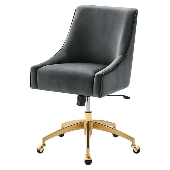 Computer Work Desk Chair, Grey Gray, Velvet, Modern Contemporary, Home Business Office Furniture