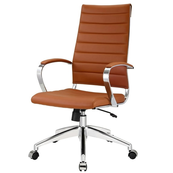 Computer Work Desk Chair, Red Brown, Faux Vinyl Leather, Home Office Business, Modern Contemporary HB33127