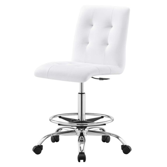 Computer Work Desk Chair, White Silver, Vegan Leather, Home Office Business, Modern Contemporary HB33583