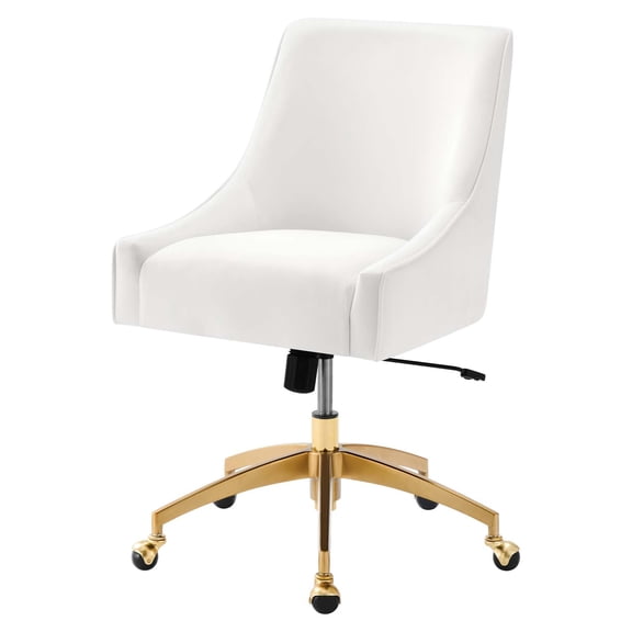 Computer Work Desk Chair, White, Velvet, Modern Contemporary, Home Business Office Furniture