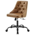 thumbnail image 1 of Computer Work Desk Swivel Tufted Chair, Faux Vegan Leather, Black Tan, Modern Contemporary Urban Design, Home Business Office Furniture, 1 of 9