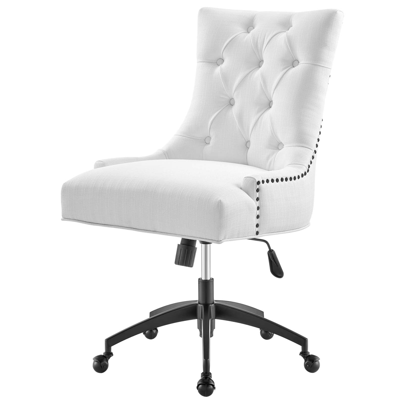 Regent Tufted Swivel Office Chair in Black & White Fabric