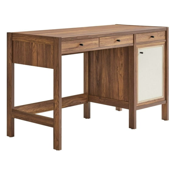 Computer Work Desk, Walnut, Wood, Home Office Business Furniture, Modern Contemporary HB36534