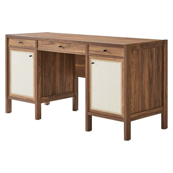 Computer Work Desk, Walnut, Wood, Home Office Business Furniture, Modern Contemporary HB36535