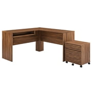 Computer Work Desk, Walnut, Wood, Modern Contemporary, Mid Century Home Business Office Furniture