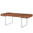 thumbnail image 1 of Computer Work Desk, Walnut, Wood, Stainless, Home Office Business, Modern Contemporary HB33183, 1 of 4