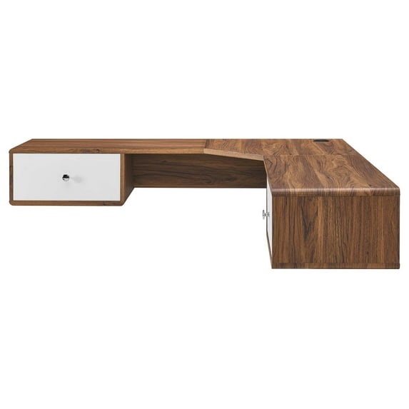 Computer Work Desk, White Walnut, Wood, Modern Contemporary, Mid Century Home Business Office Furniture