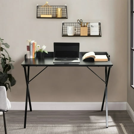 Computer Writing Desk 39" Inch with Raised Edge Modern Desktop Gaming PC Laptop Desk Work Table, Home Office Desk Workstation Study Table,Easy to Assembly