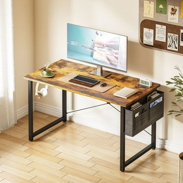 Computer Writing Desk 40 inch, Sturdy Home Office Table, Work Desk with a Storage Bag and Headphone Hook,Vintage