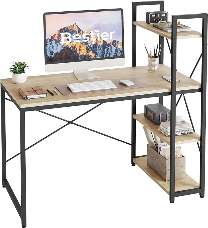 Computer desk with storage rack 55 inches (approximately 145.7 centimeters) home office desk