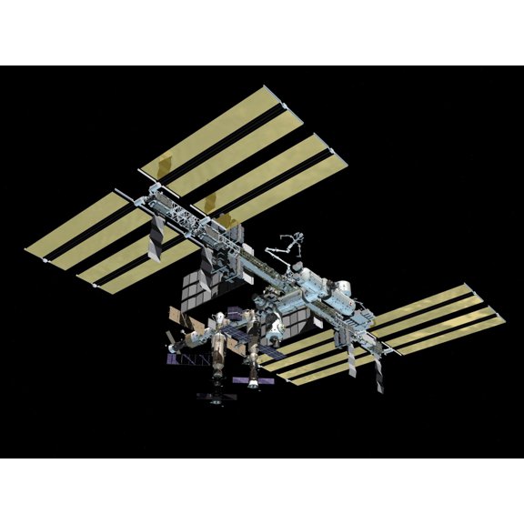 Computer generated view of the International Space Station Canvas Art - Stocktrek Images (32 x 24)