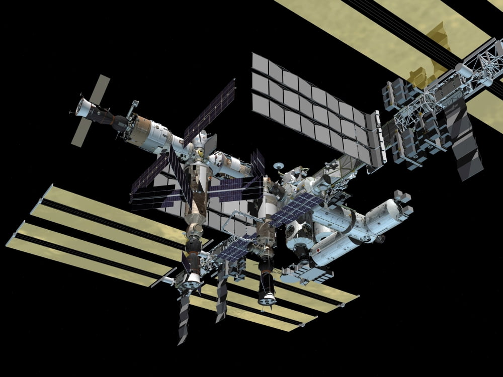 Computer generated view of the International Space Station Canvas Art - Stocktrek Images (32 x 24)