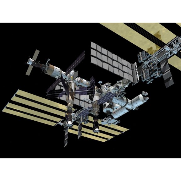 Computer generated view of the International Space Station Canvas Art - Stocktrek Images (32 x 24)