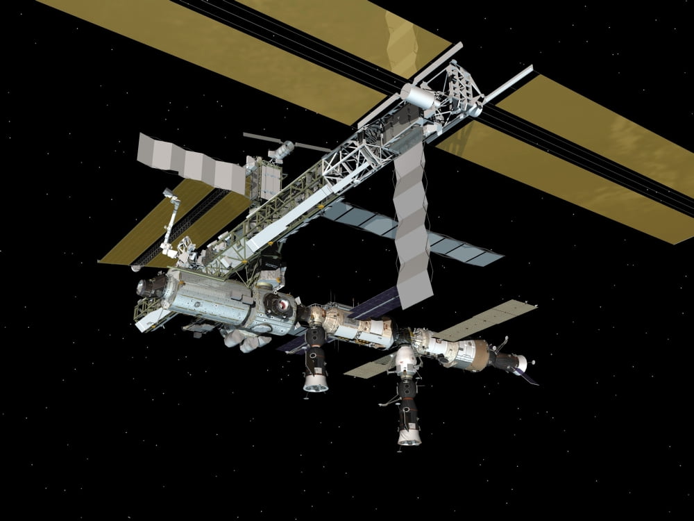 Computer generated view of the International Space Station Canvas Art - Stocktrek Images (32 x 24)